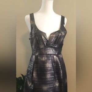 5/8 Goldsbd Black  Shiny V neck dress